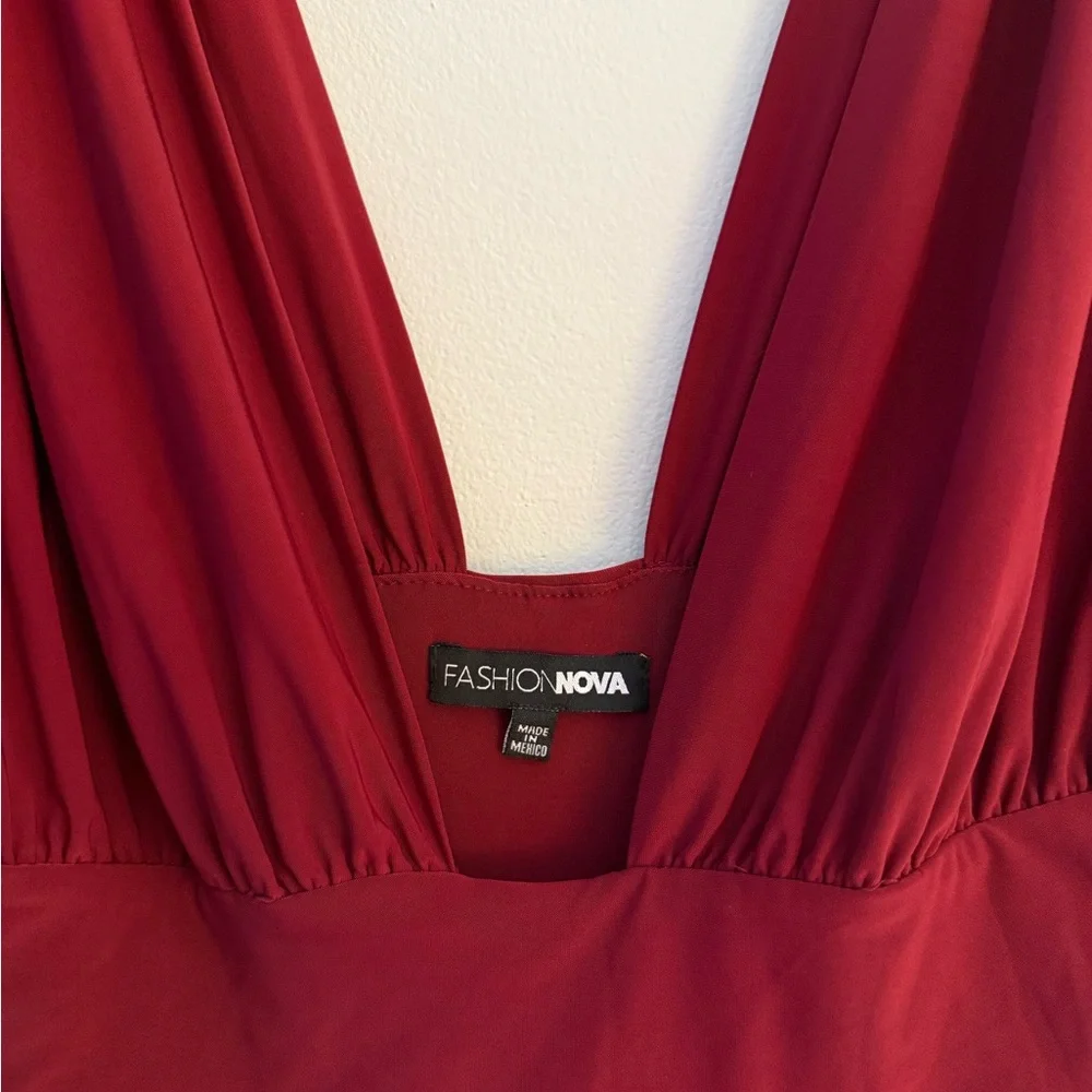 Fashion Nova Kaila Ruched Micro Mini Dress in Wine - Picture 9 of 11